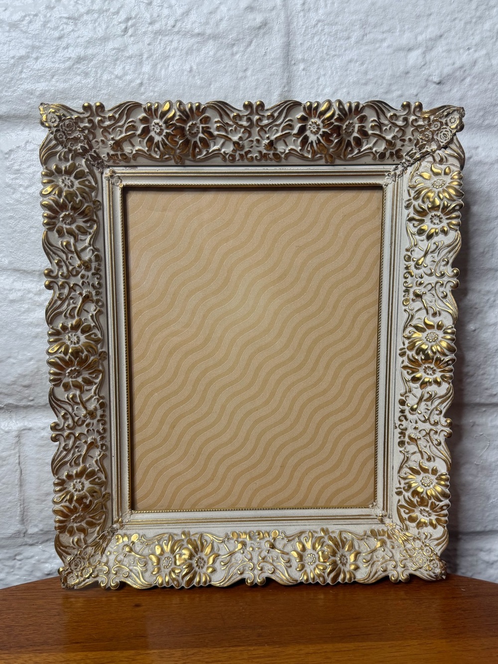 Ornate Floral Filagree/Hollywood Regency Gold Metal Photo Frame 8x10